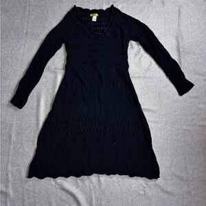 Catherine Malandrino Black Crochet Long Sleeve Dress Size 10